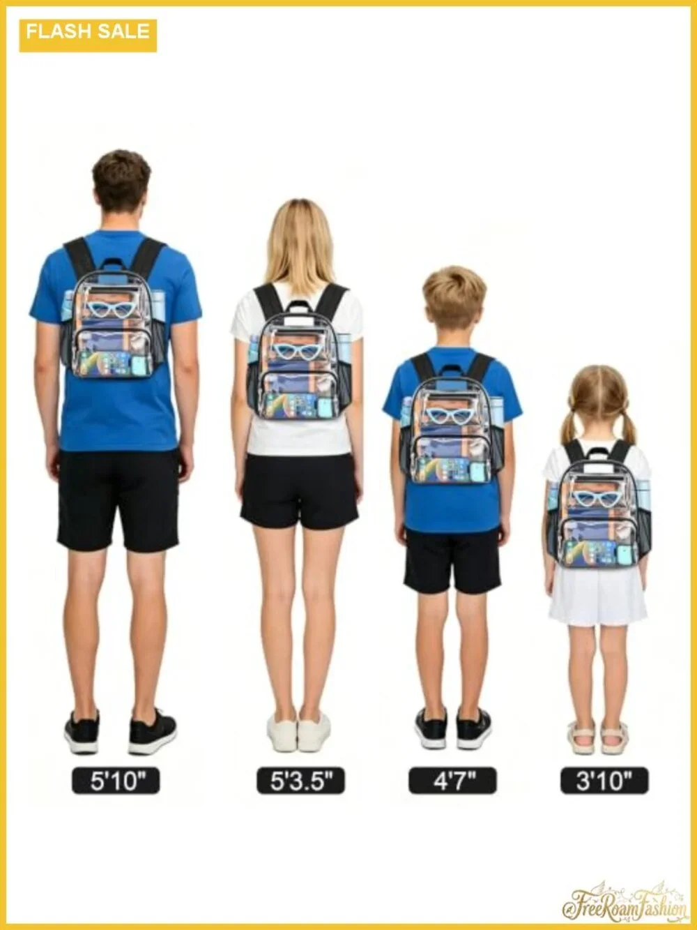 Clear Backpack Stadium Approved 12x6x10 Water-Resistant PVC Daypack for